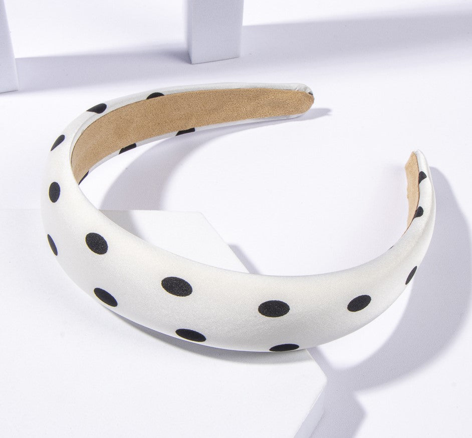 Polka dots padded satin headband