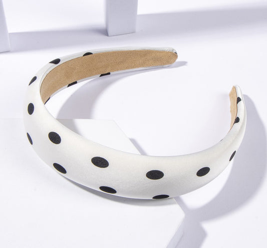 Polka dots padded satin headband
