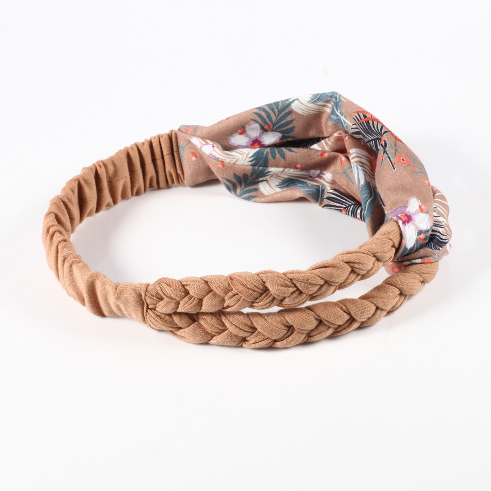 Braids and floral twist cotton elastic head band