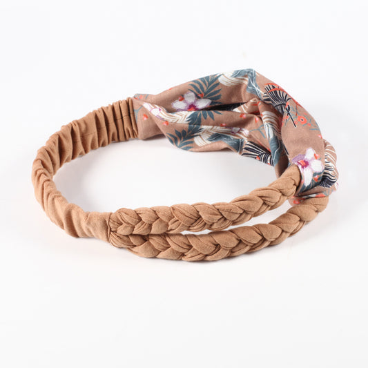 Braids and floral twist cotton elastic head band