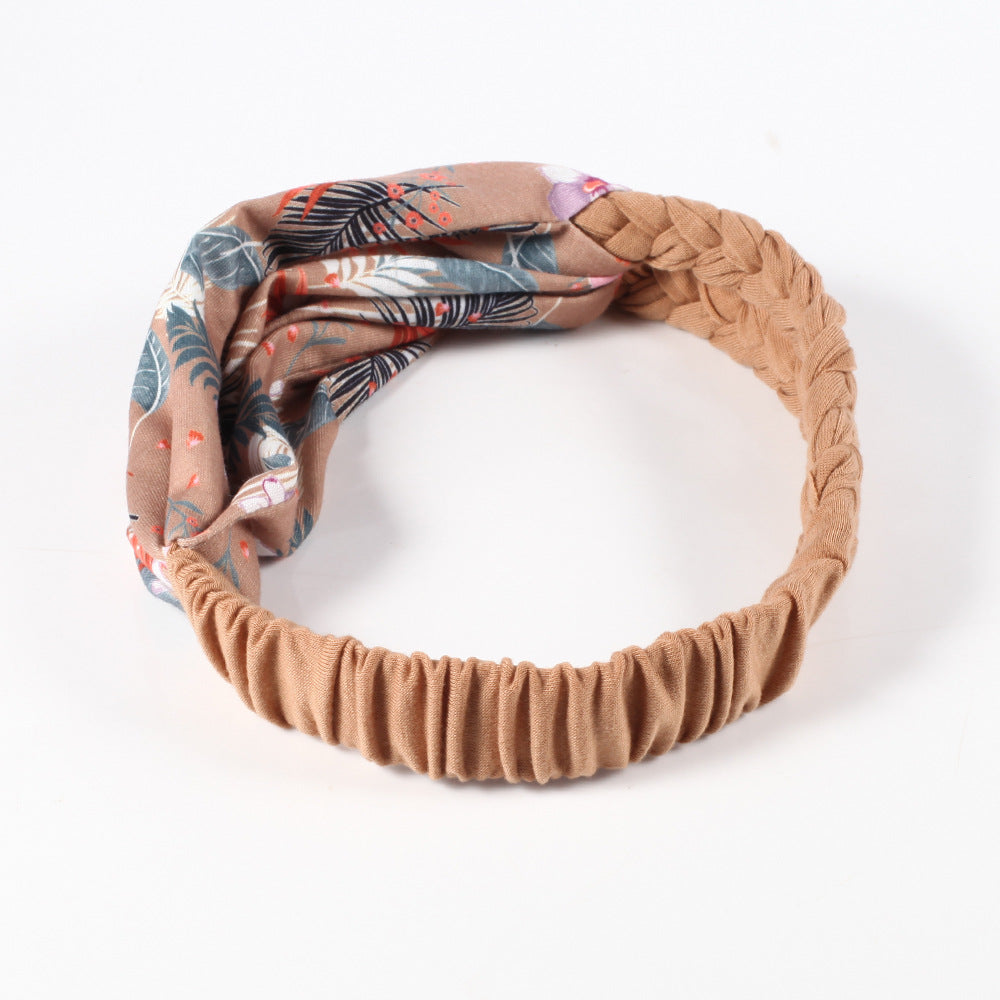 Braids and floral twist cotton elastic head band
