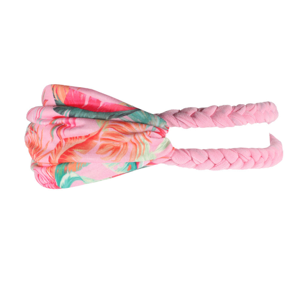 Braids and floral twist cotton elastic head band