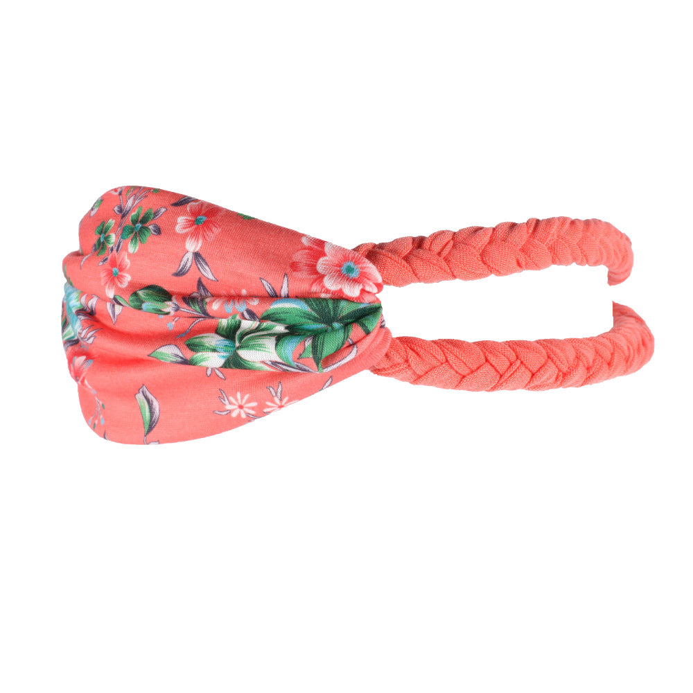 Braids and floral twist cotton elastic head band