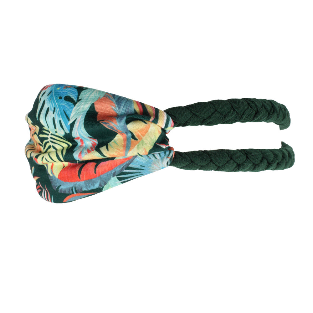 Braids and floral twist cotton elastic head band