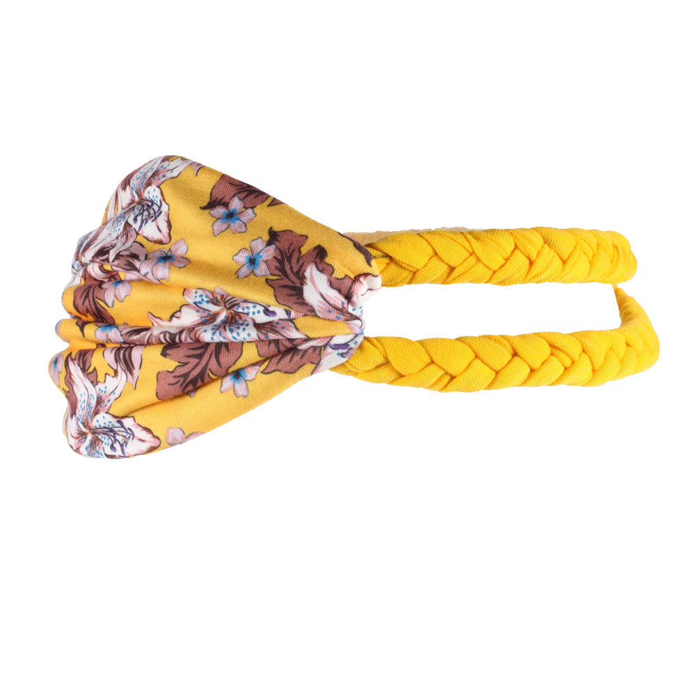 Braids and floral twist cotton elastic head band