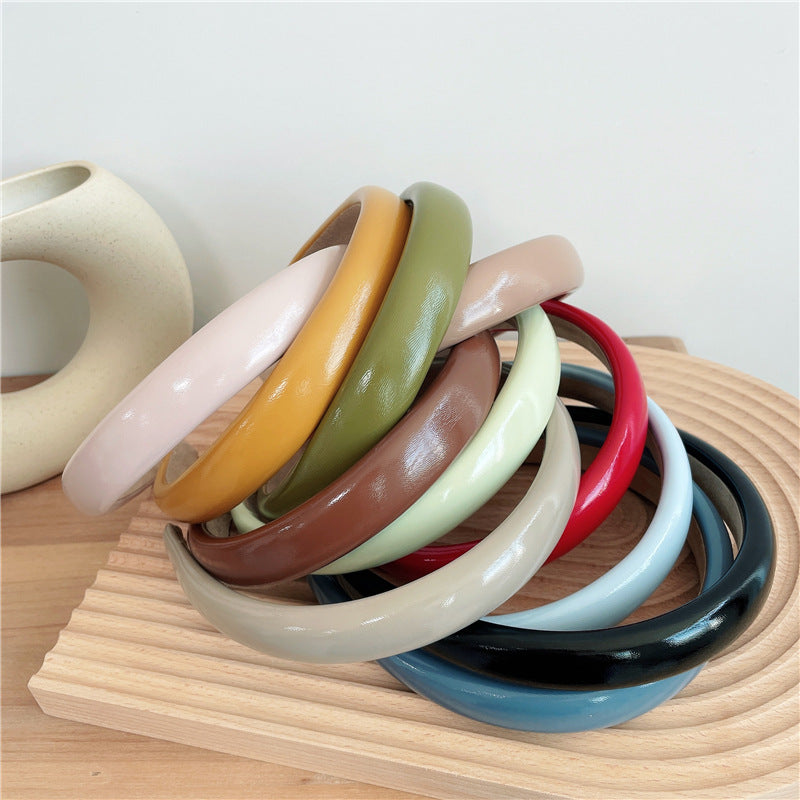 2cm-wide glossy leather slim headband