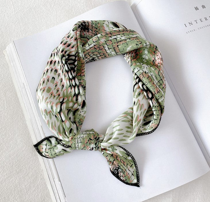 Snake skin patterned chiffon square scarf