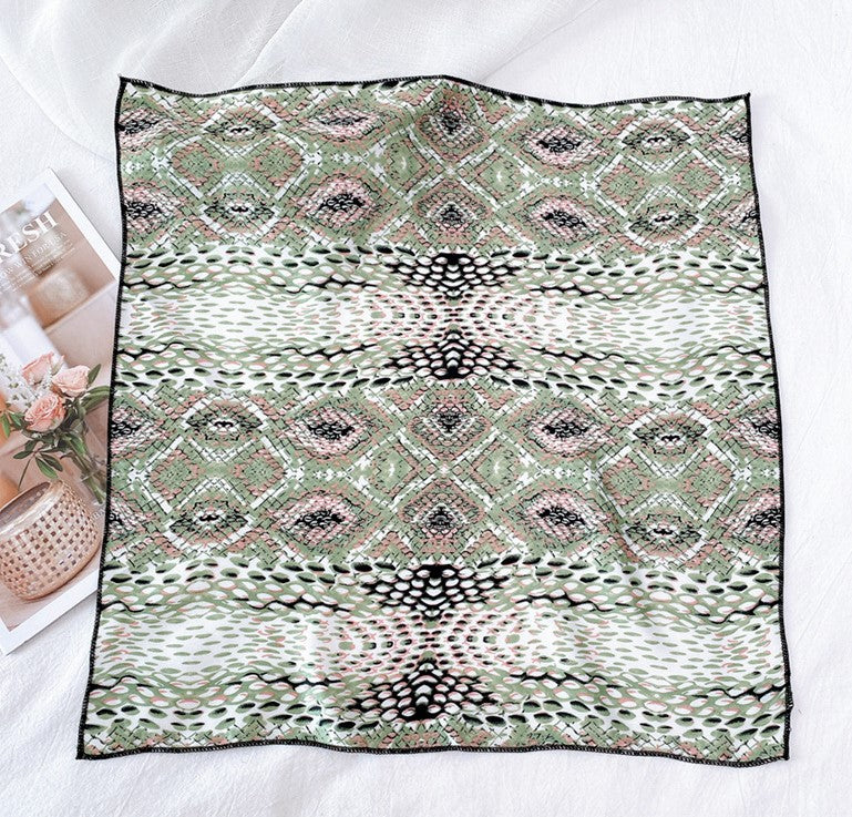 Snake skin patterned chiffon square scarf