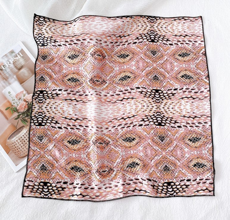 Snake skin patterned chiffon square scarf