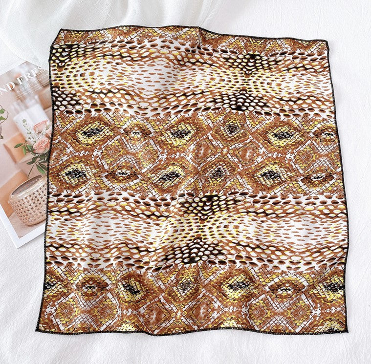 Snake skin patterned chiffon square scarf