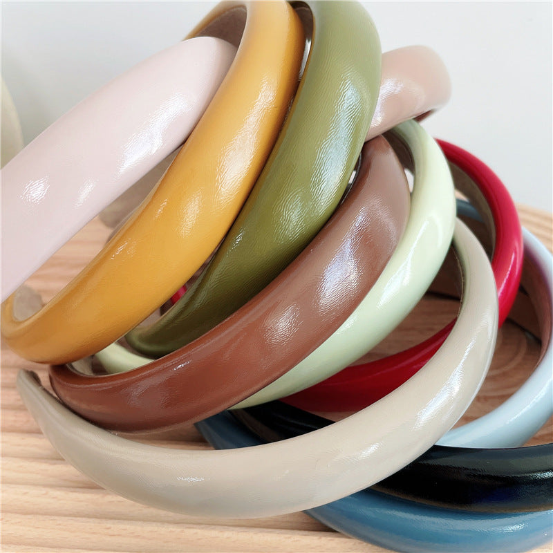 2cm-wide glossy leather slim headband