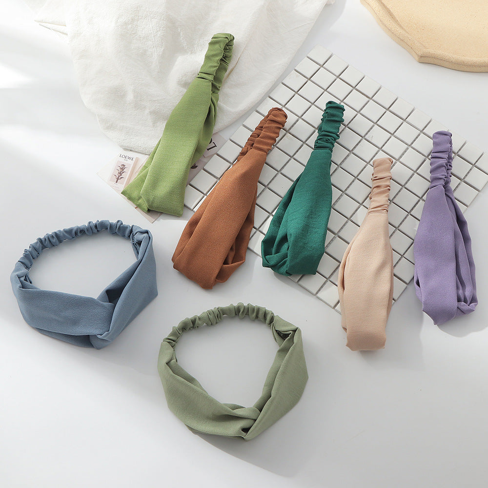 Solid pearl chiffon elastic headband