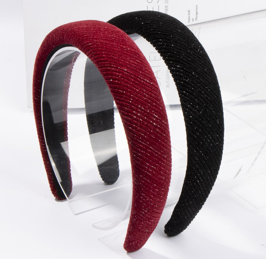 Glitter tinsel mixed corduroy thinly padded headband