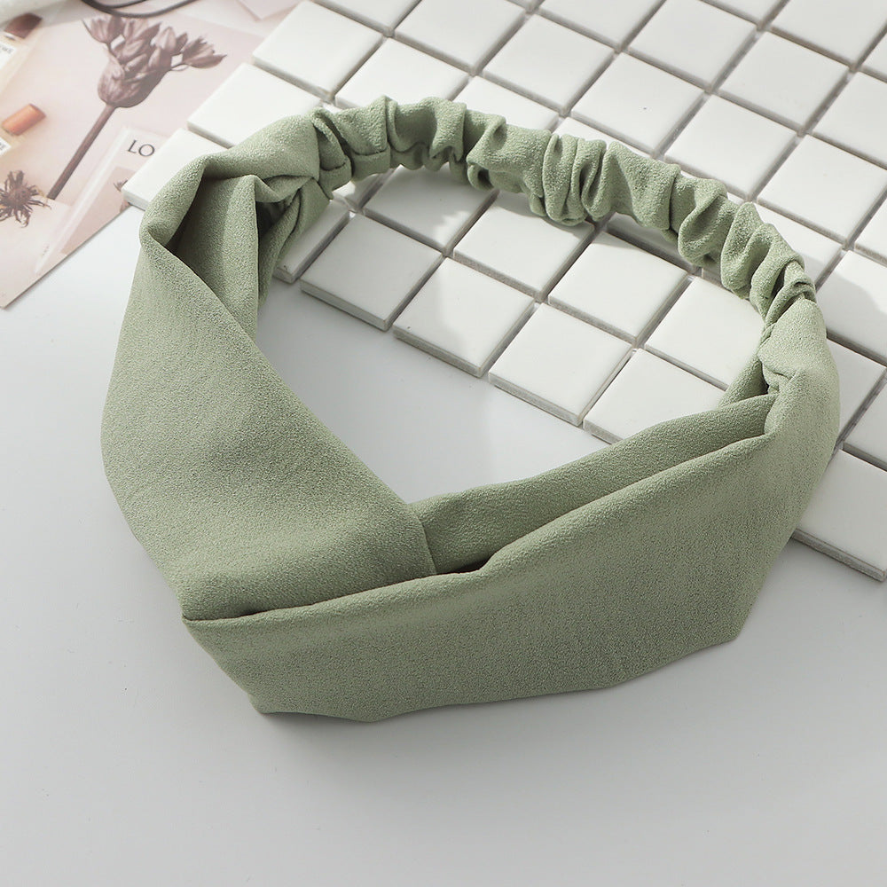 Solid pearl chiffon elastic headband