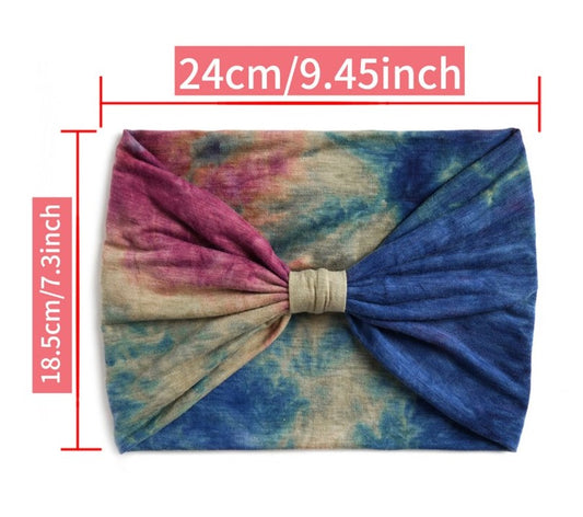 Extra-wide 2-way tie dye print bandanna hair band