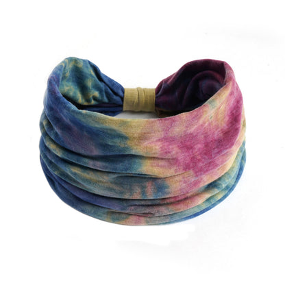 Extra-wide 2-way tie dye print bandanna hair band