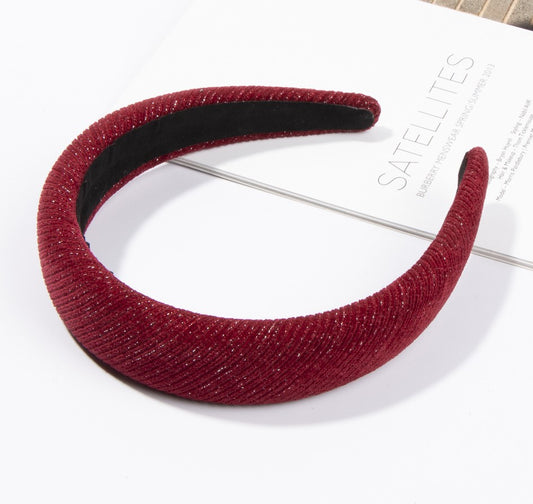 Glitter tinsel mixed corduroy thinly padded headband