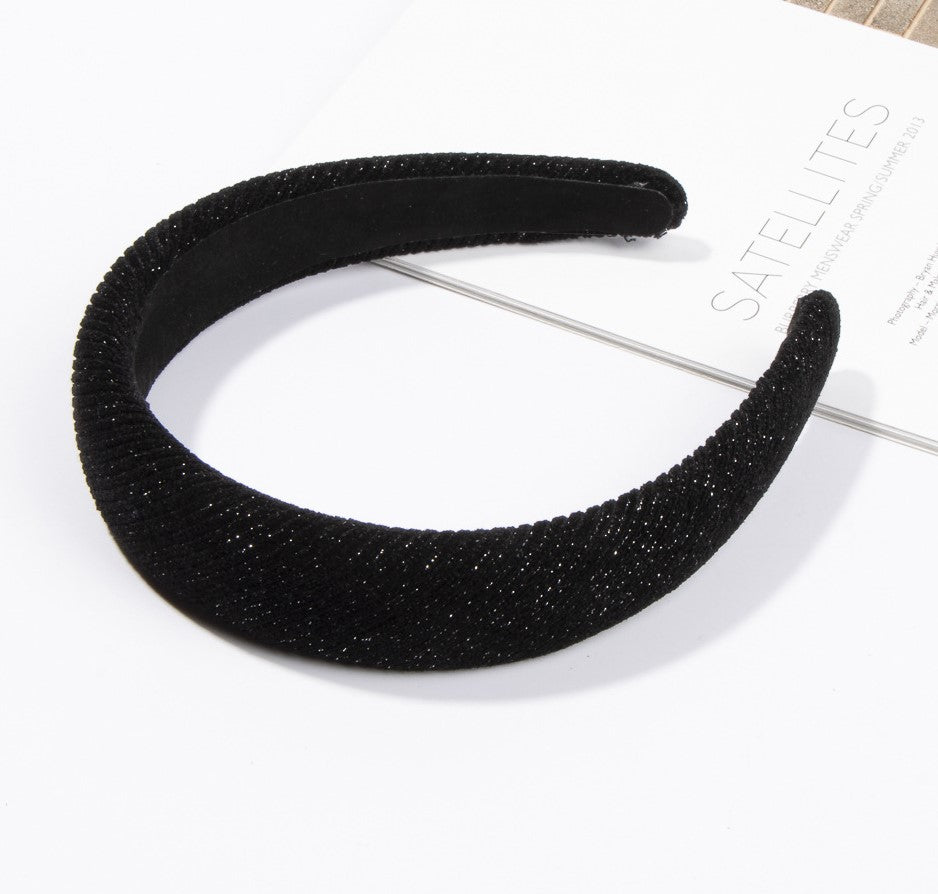 Glitter tinsel mixed corduroy thinly padded headband