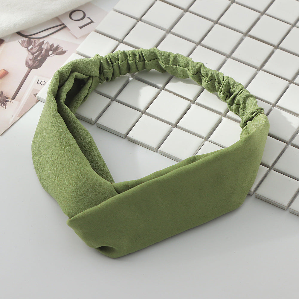 Solid pearl chiffon elastic headband