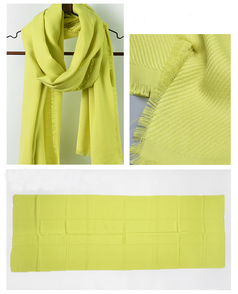 Fringe edged corrugated thick long scarf