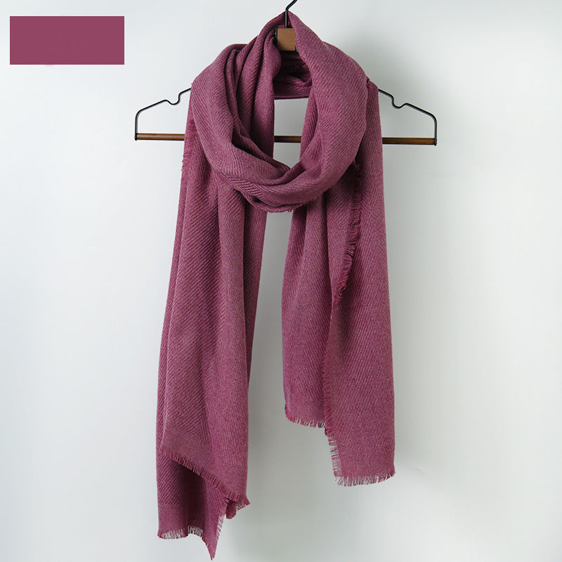 Fringe edged corrugated thick long scarf
