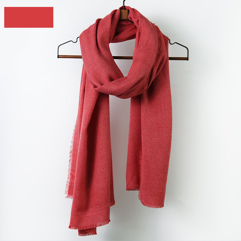 Fringe edged corrugated thick long scarf