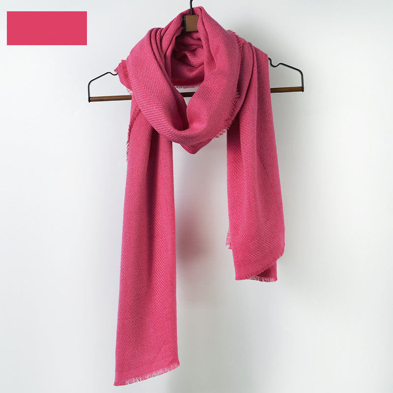 Fringe edged corrugated thick long scarf