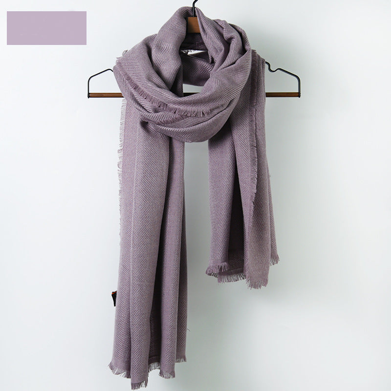 Fringe edged corrugated thick long scarf