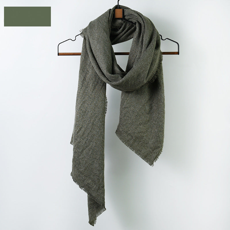 Fringe edged corrugated thick long scarf