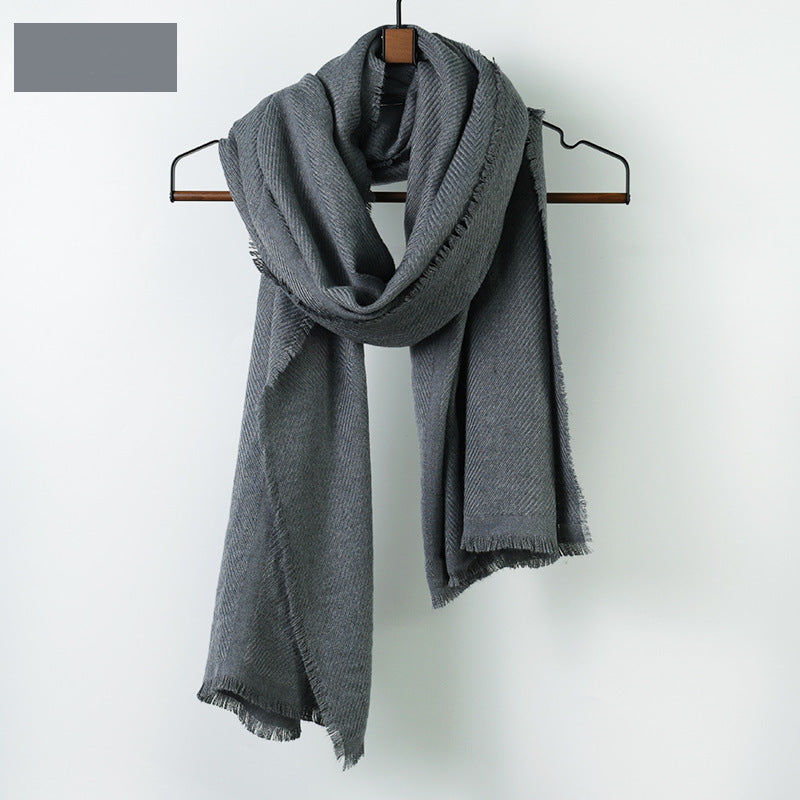 Fringe edged corrugated thick long scarf