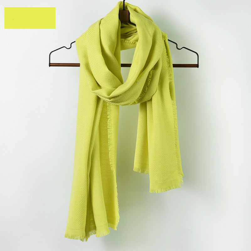 Fringe edged corrugated thick long scarf
