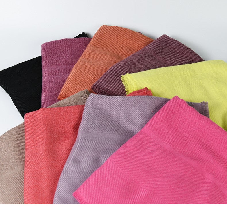 Fringe edged corrugated thick long scarf