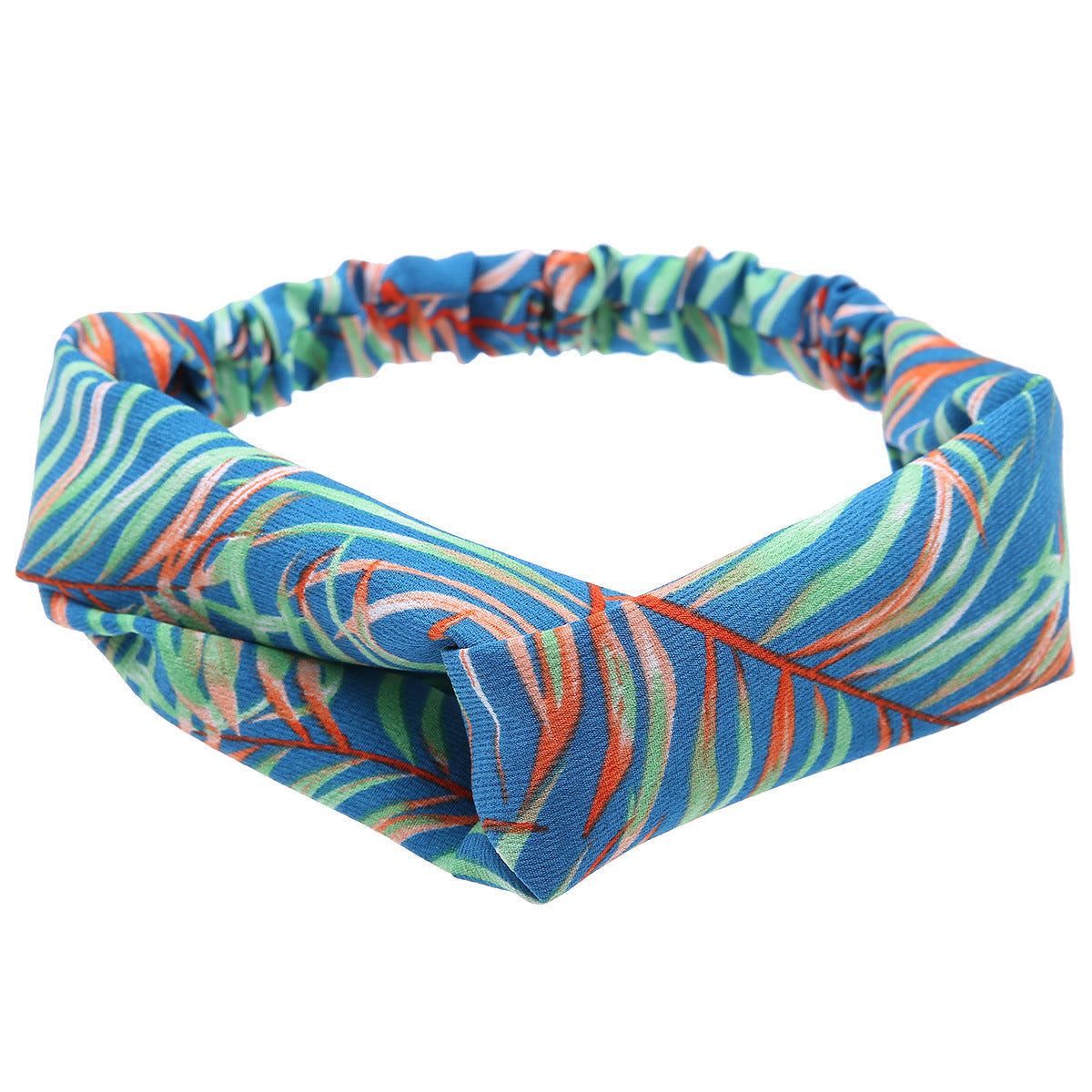 Multi-coloured leaves prints elastic headband