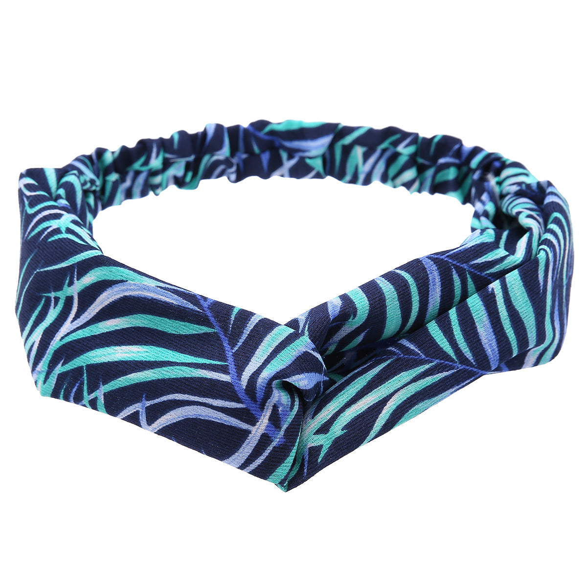 Multi-coloured leaves prints elastic headband