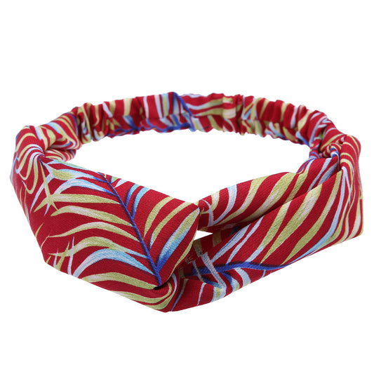 Multi-coloured leaves prints elastic headband