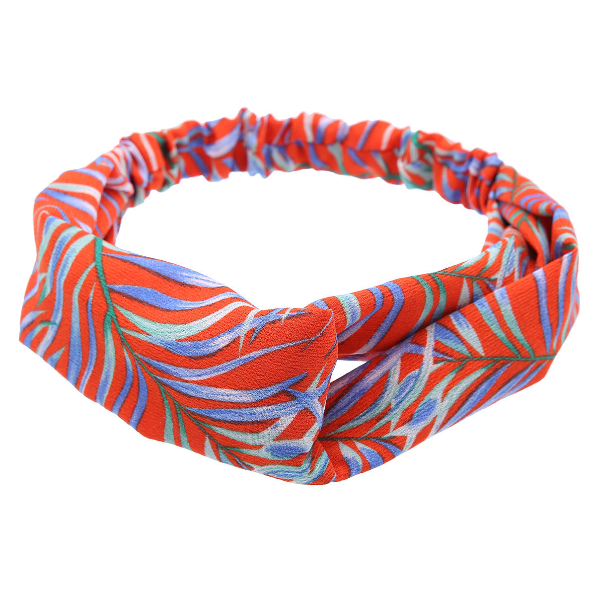 Multi-coloured leaves prints elastic headband