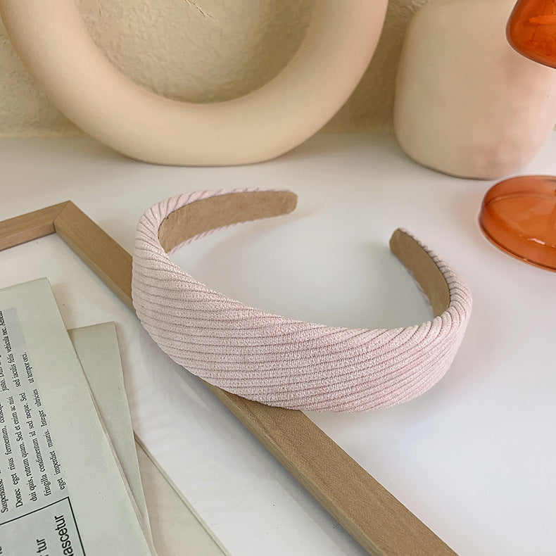 3-pack thinly padded corduroy and plaid headband