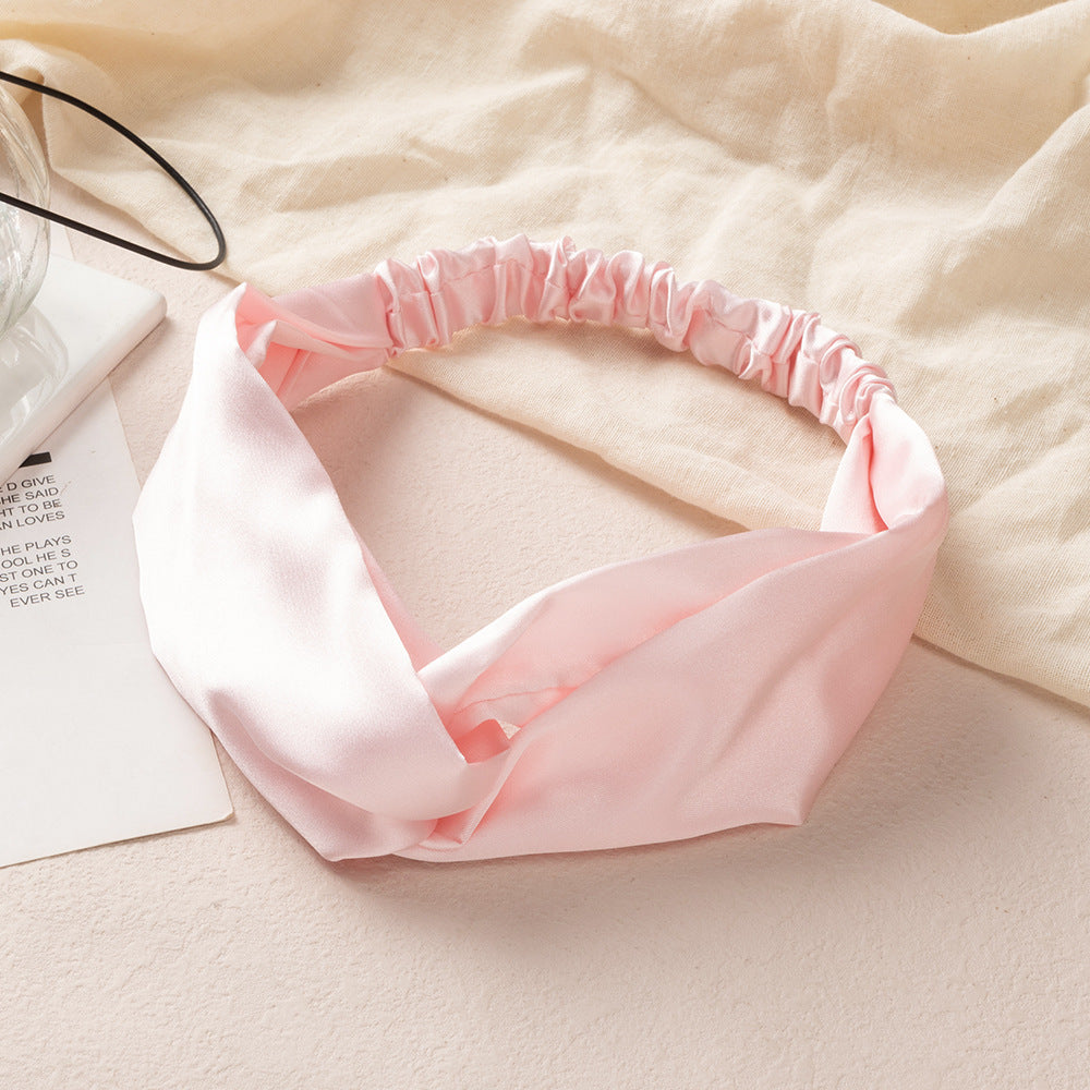 Glossy satin elastic headband