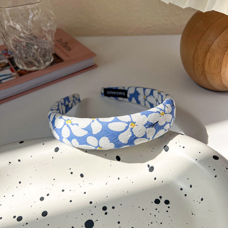 Floral cotton thinly padded headband
