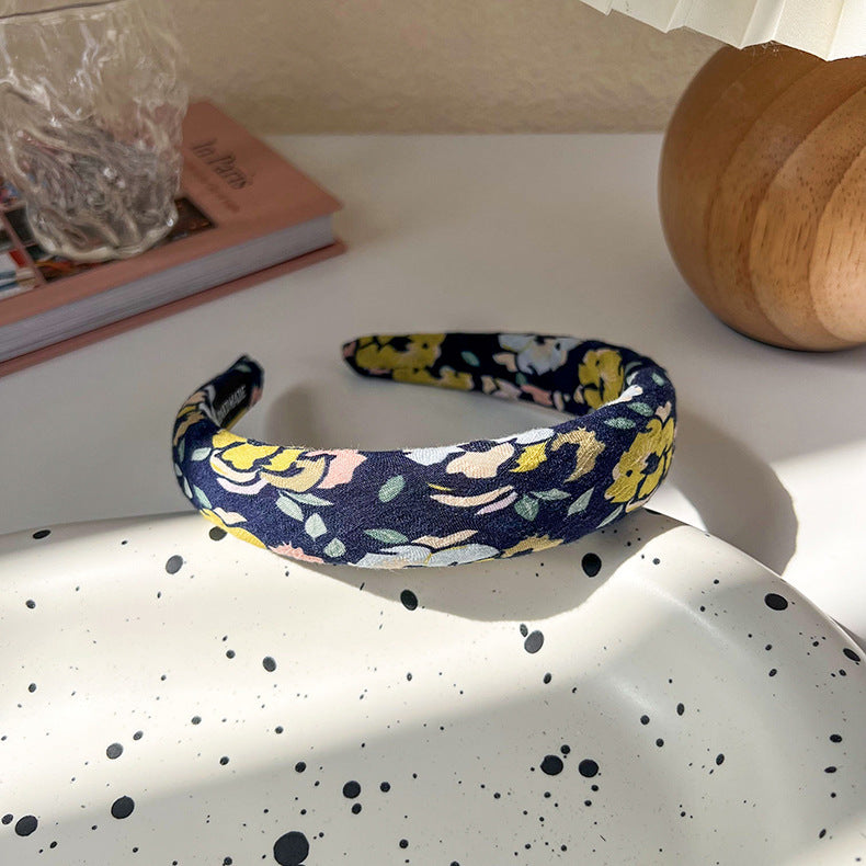 Floral cotton thinly padded headband