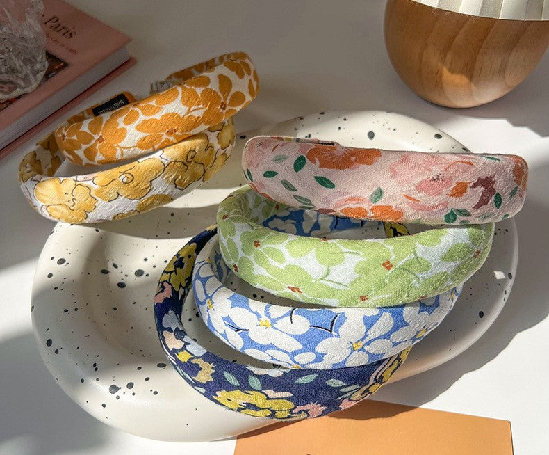 Floral cotton thinly padded headband