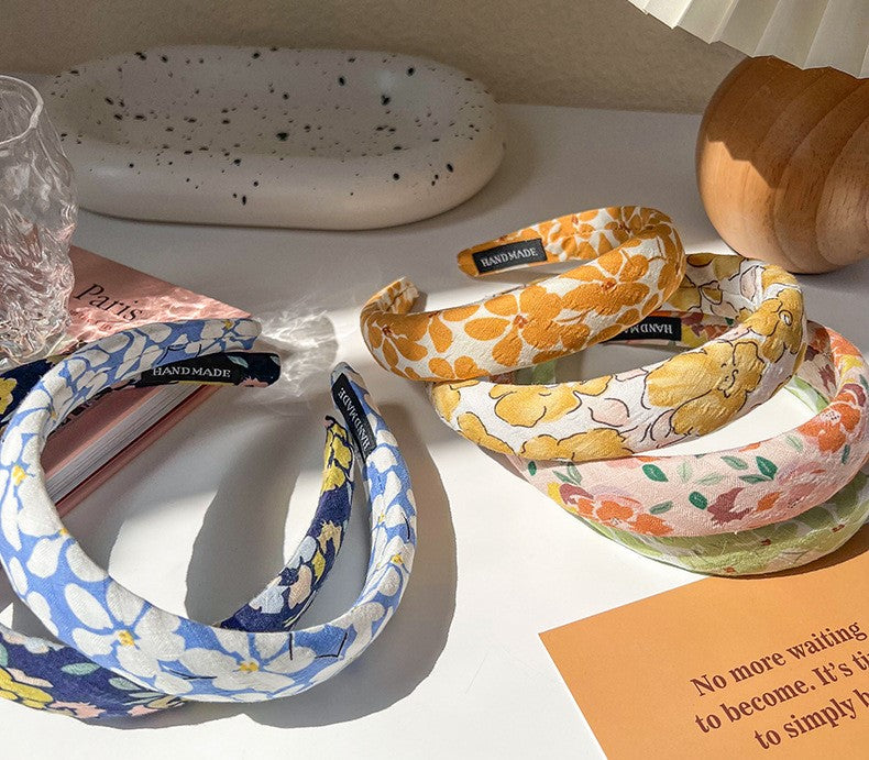 Floral cotton thinly padded headband