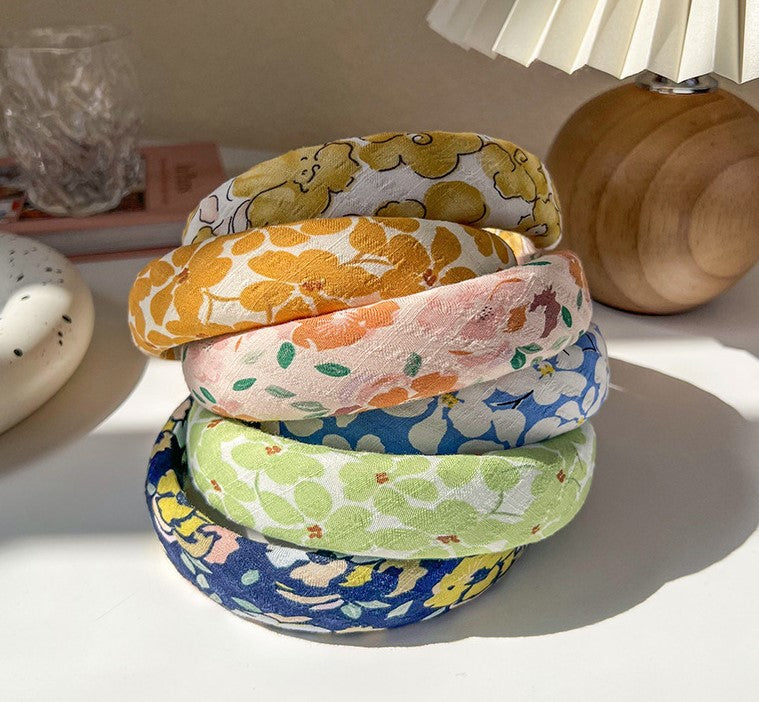 Floral cotton thinly padded headband