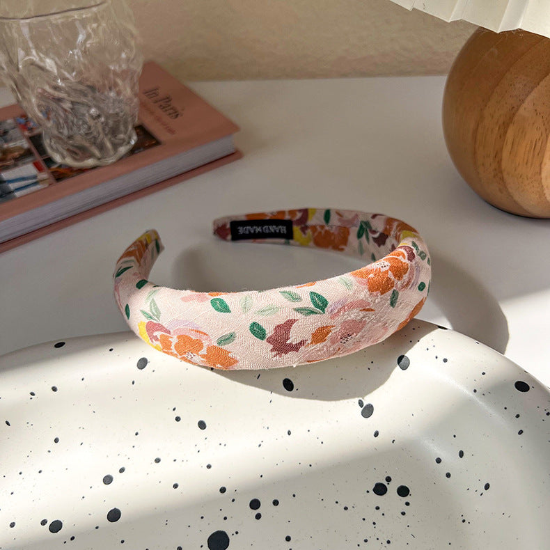 Floral cotton thinly padded headband