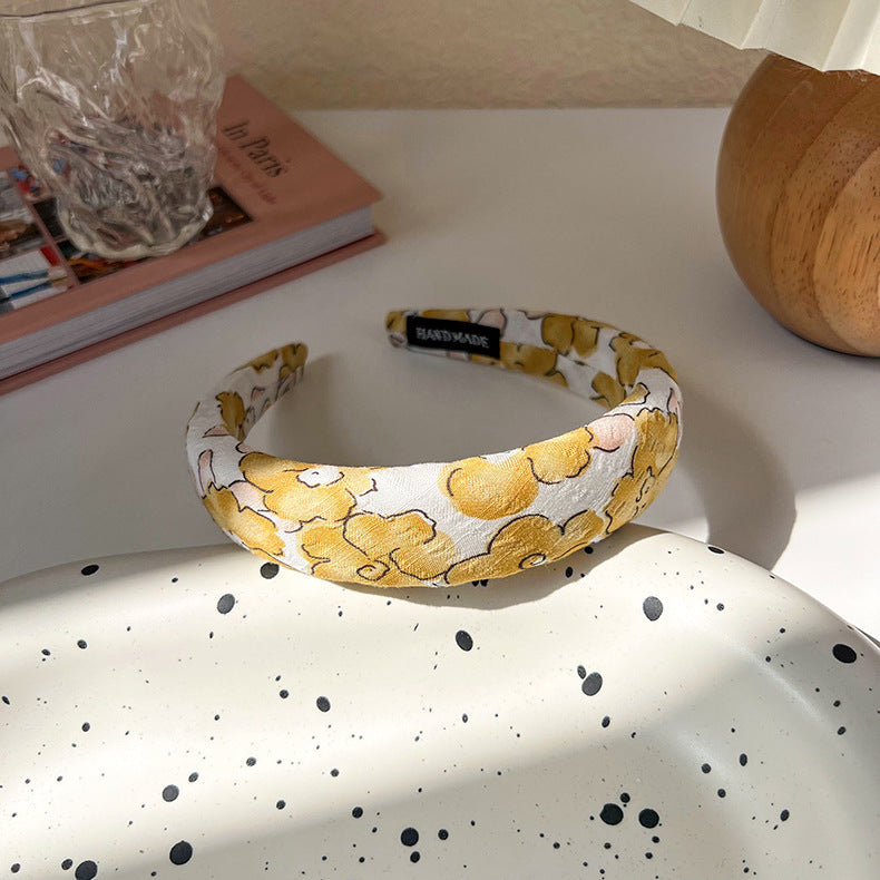 Floral cotton thinly padded headband