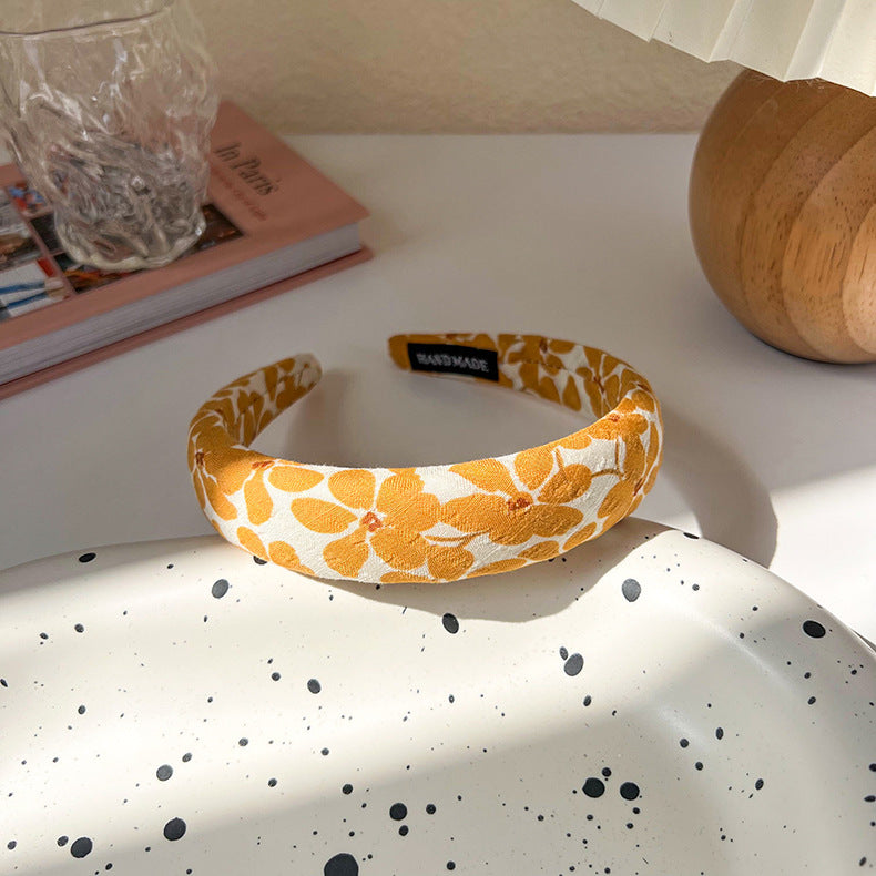 Floral cotton thinly padded headband