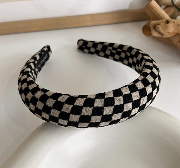 Black White checkered padded headband