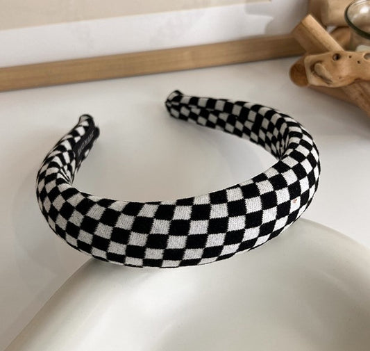 Black White checkered padded headband