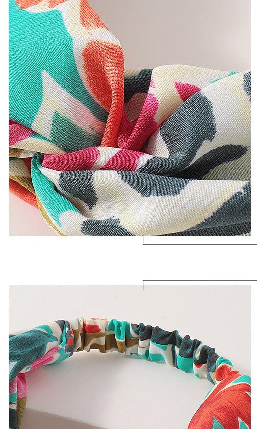 Twist front floral elastic headband