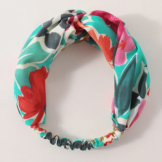 Twist front floral elastic headband